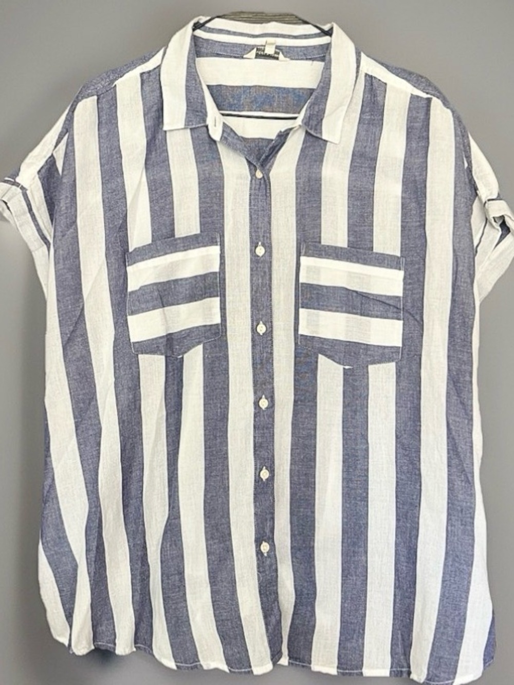 Lucky Brand Tie Back Shirt Blue White Striped Size 1X